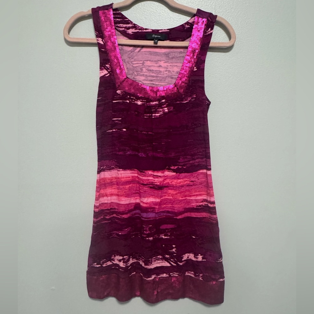 Express Pink Hawaiian Sequin Y2K Club Dress